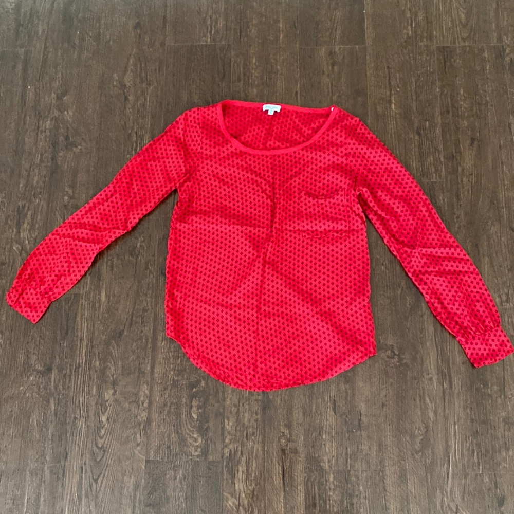 New Splendid Red Geometric Black Print Blouse Shirt XS Nordstrom